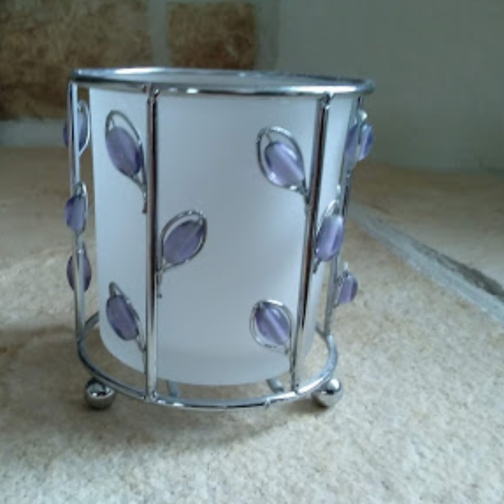 Candle Holder - Purple Bead accents